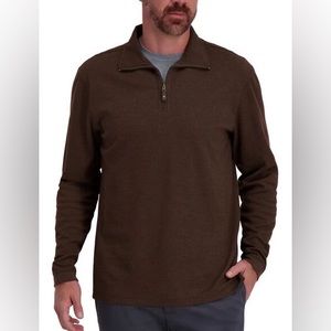 Haggar Men's Houndstooth Knit Quarter Zip Sweater